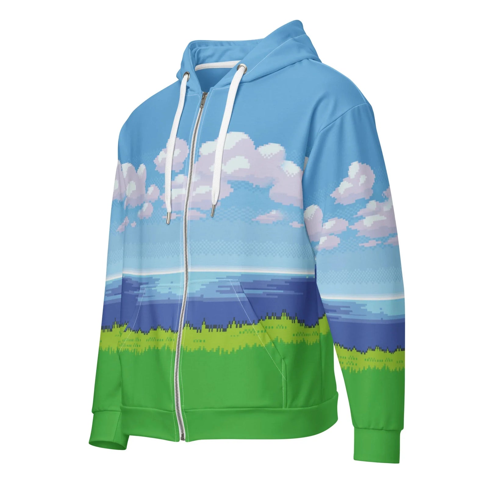 8-Bit Ocean Zip-Up Hoodie - Shirtwascash