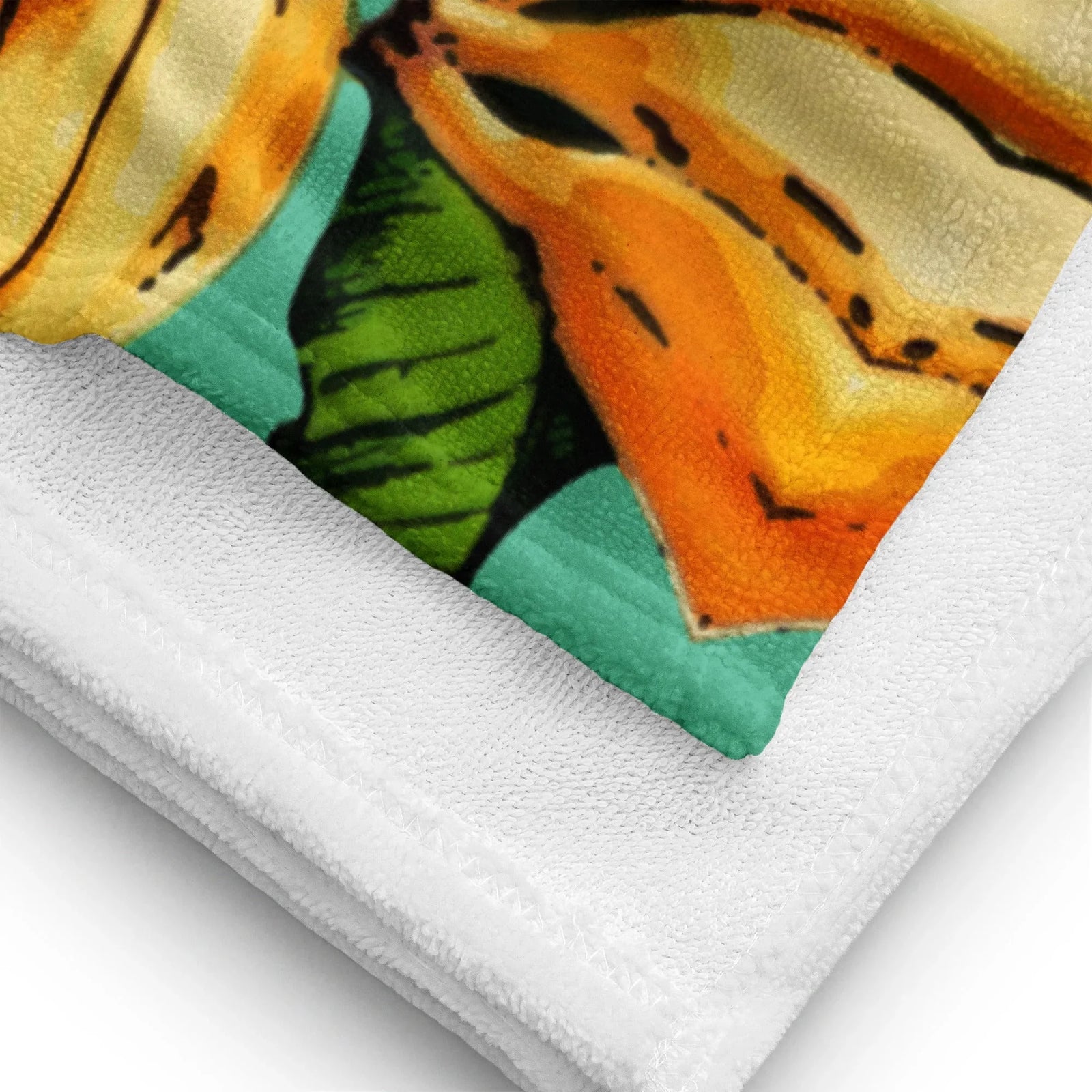 Banana Pattern Beach Towel - The high-contrast collision of sun-ripened yellow (#FFD700) fruit clusters against the synthetic cool mint (#66CDAA) field.