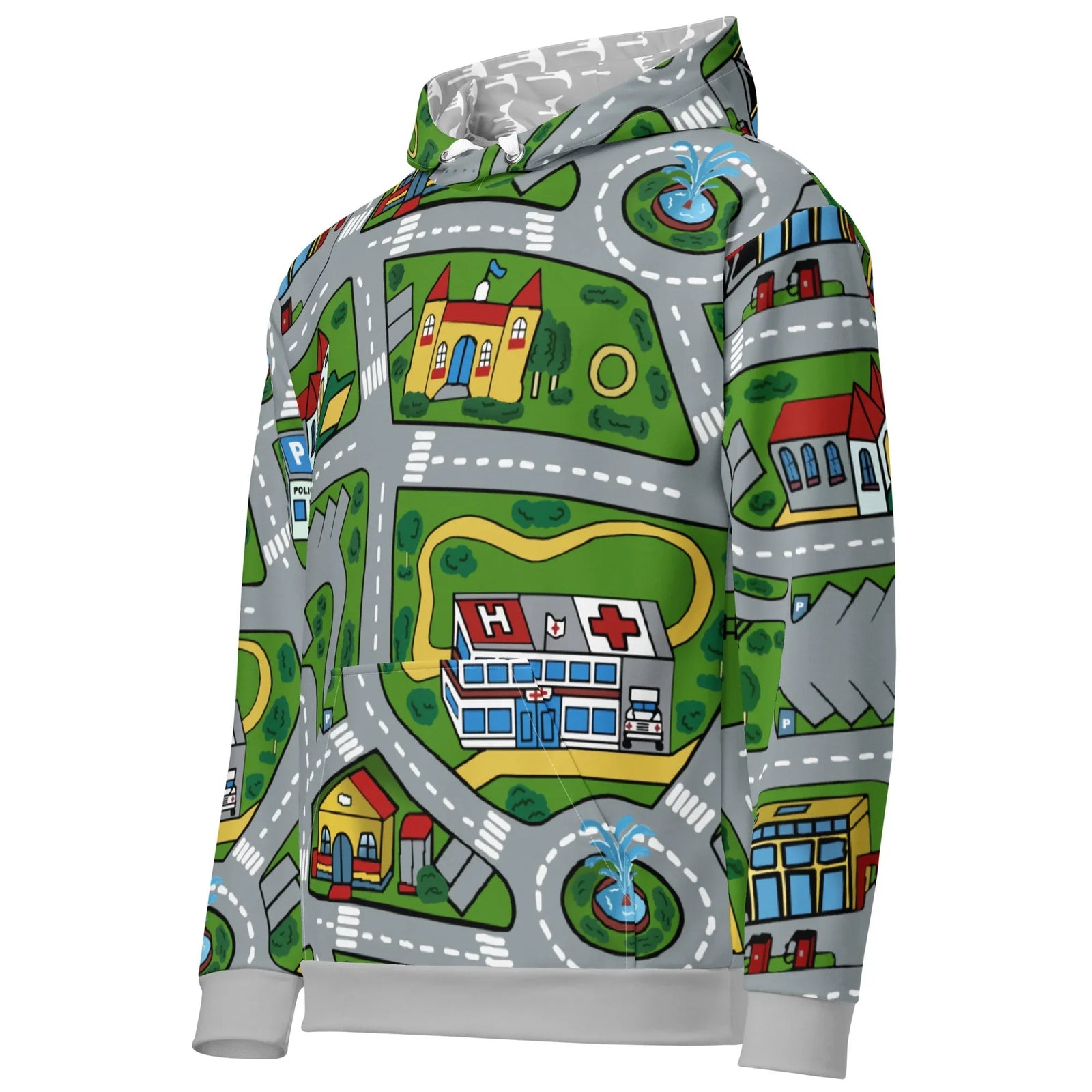 Car Carpet City Hoodie in Retro Playmat Palette. OEKO-TEX® 100, REACH Compliant, GRS Certified.