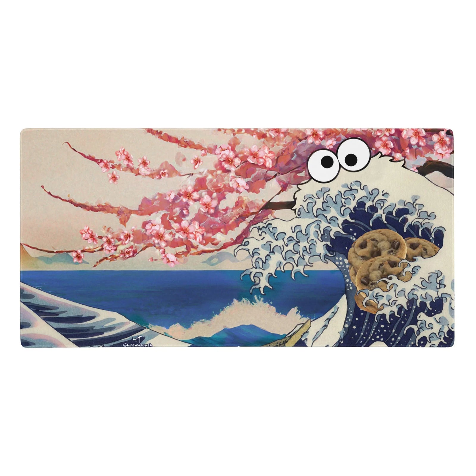 Blending classical Ukiyo-e woodblock aesthetics with a voracious pop-culture parody, this design features a deep oceanic indigo tsunami morphing into a legendary hungry creature. Contact us with accessibility feedback, we'd love to help!
