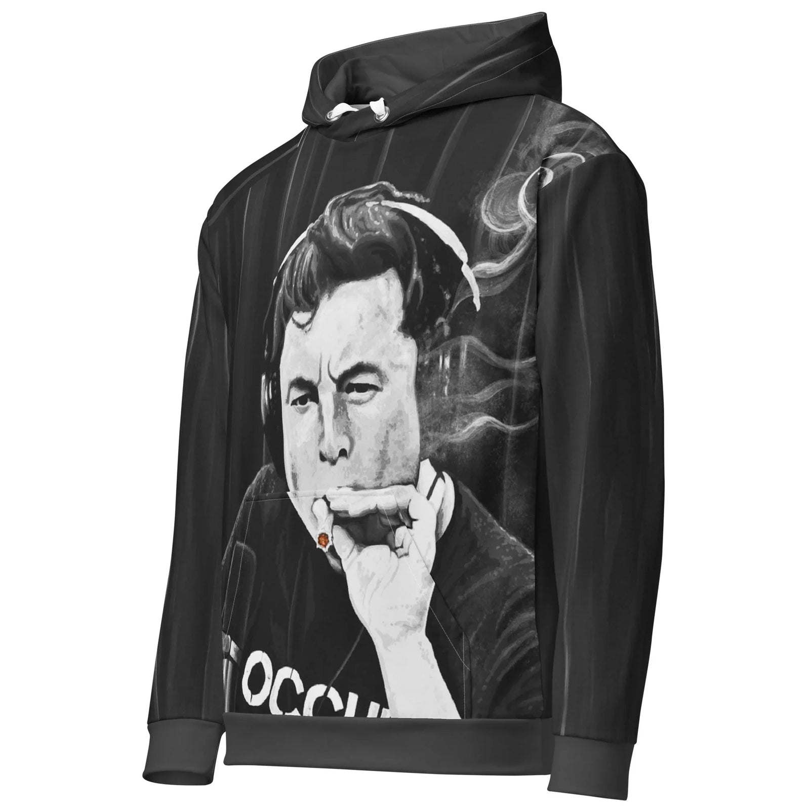Elon Musk Hoodie in Monochromatic Viral Noir. OEKO-TEX® 100, REACH Compliant, GRS Certified.