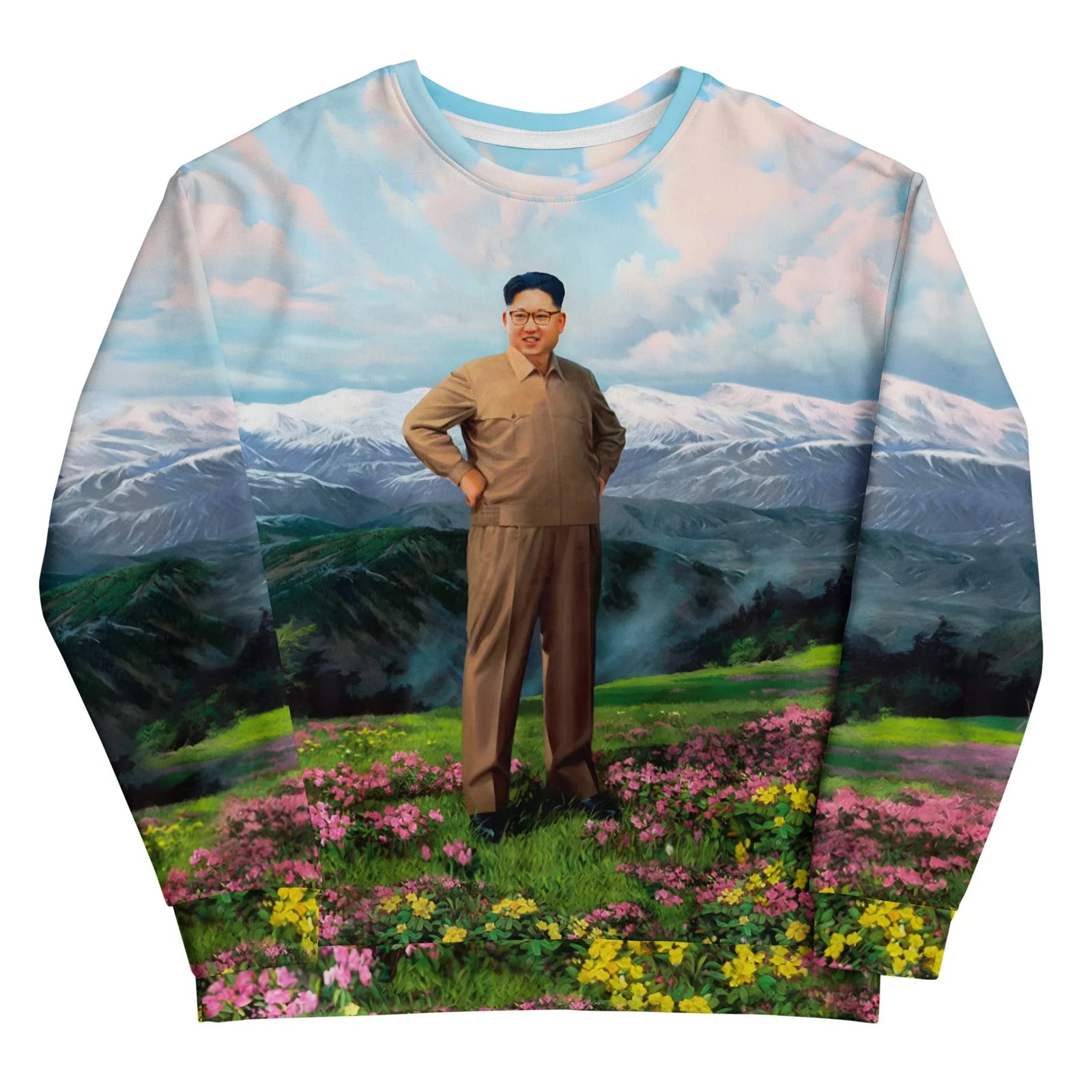 Captured in the idealized style of Socialist Realism, a bespectacled political figure stands confidently in a utilitarian dry earth khaki suit (hands placed firmly on hips). Contact us with accessibility feedback, we'd love to help!