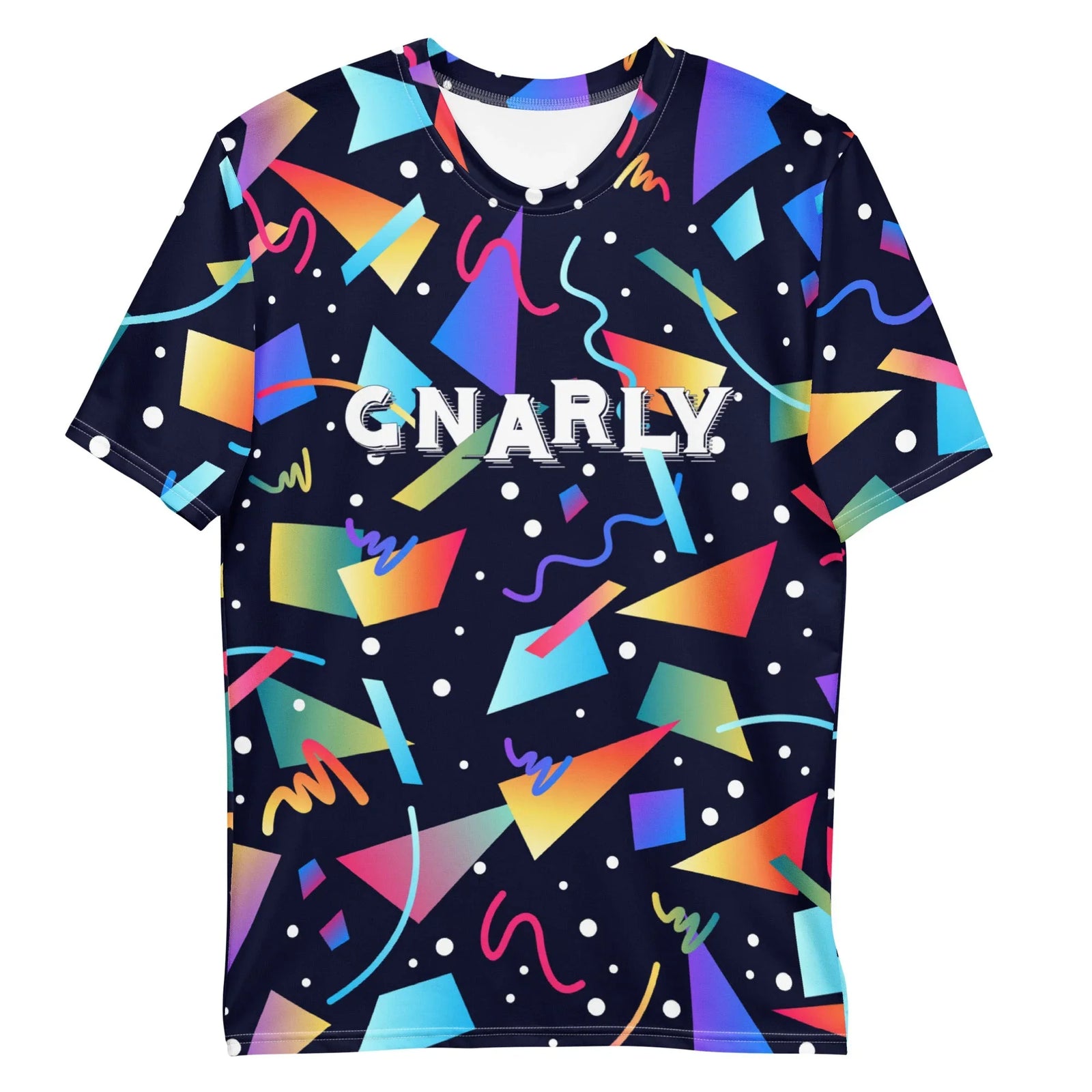 Rooted in 1990s Memphis aesthetics and retro skate culture, this high-contrast design features an explosion of neon geometry against a deep midnight void. Contact us with accessibility feedback, we'd love to help!