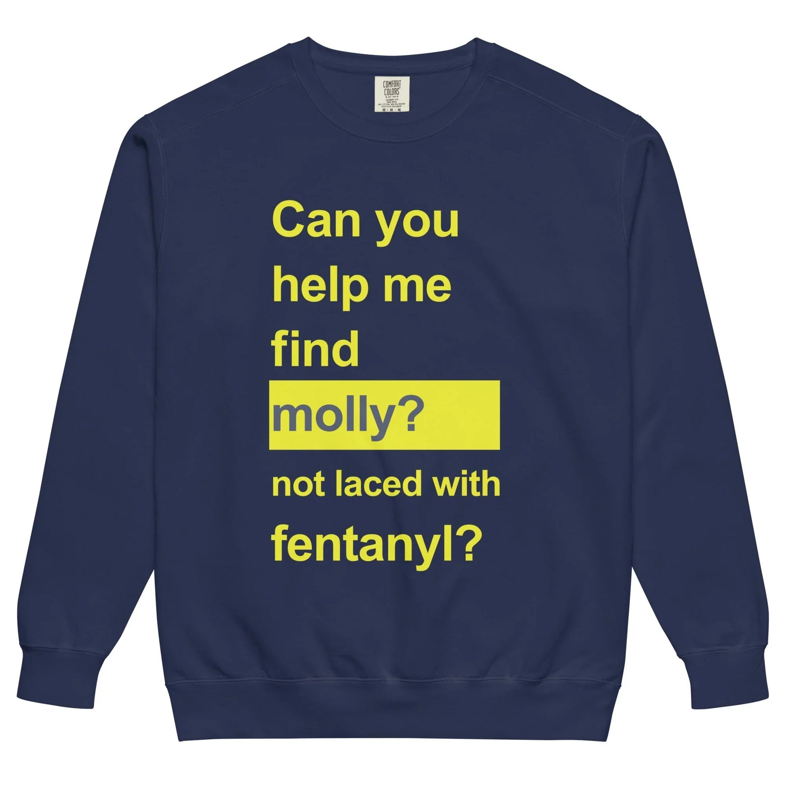 A deep, matte midnight nautical navy base features bold, high-contrast typography in vivid electric caution yellow. Contact us with accessibility feedback, we'd love to help!