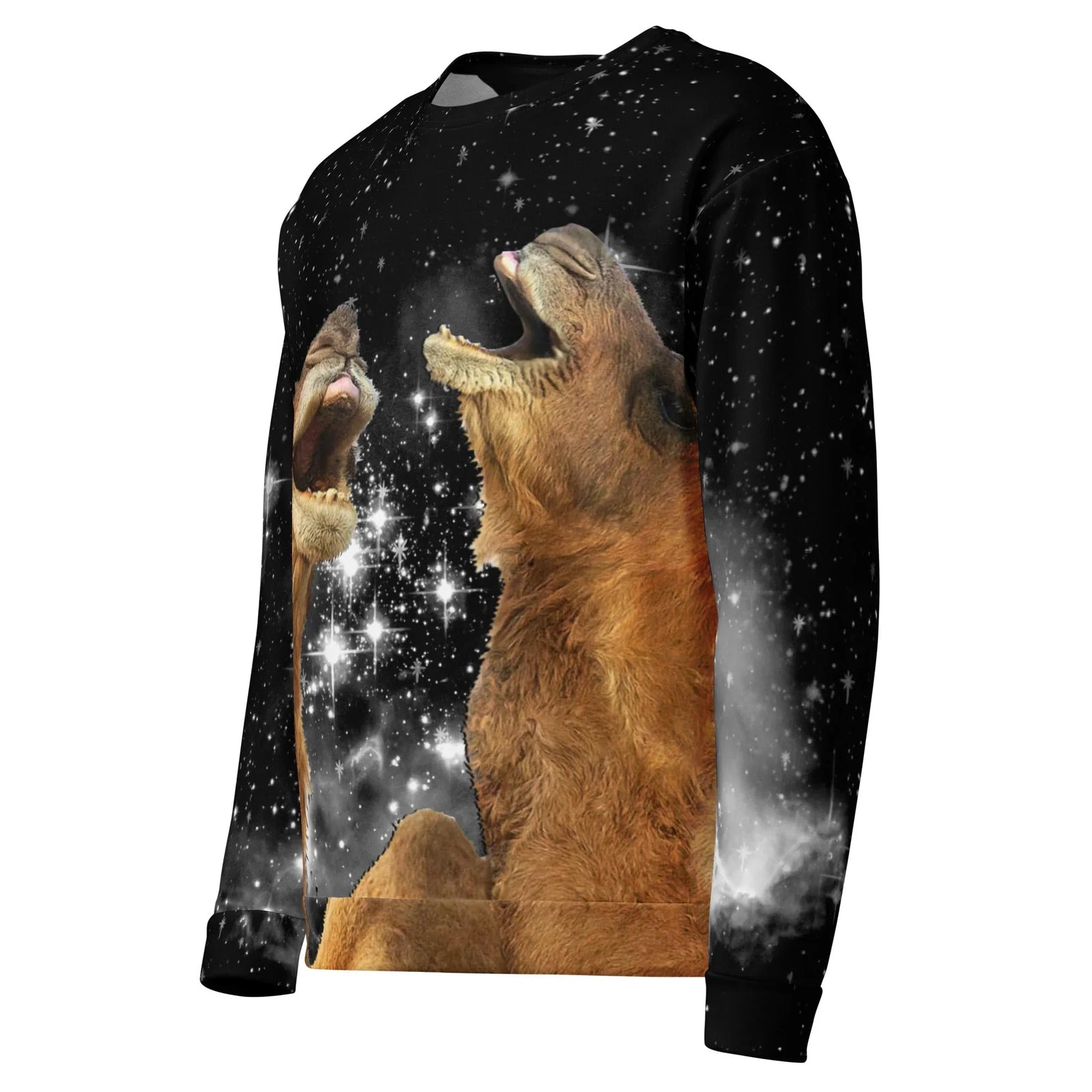 Howling Camels Sweatshirt in Cosmic Desert Night. OEKO-TEX® 100, REACH Compliant, GRS Certified.