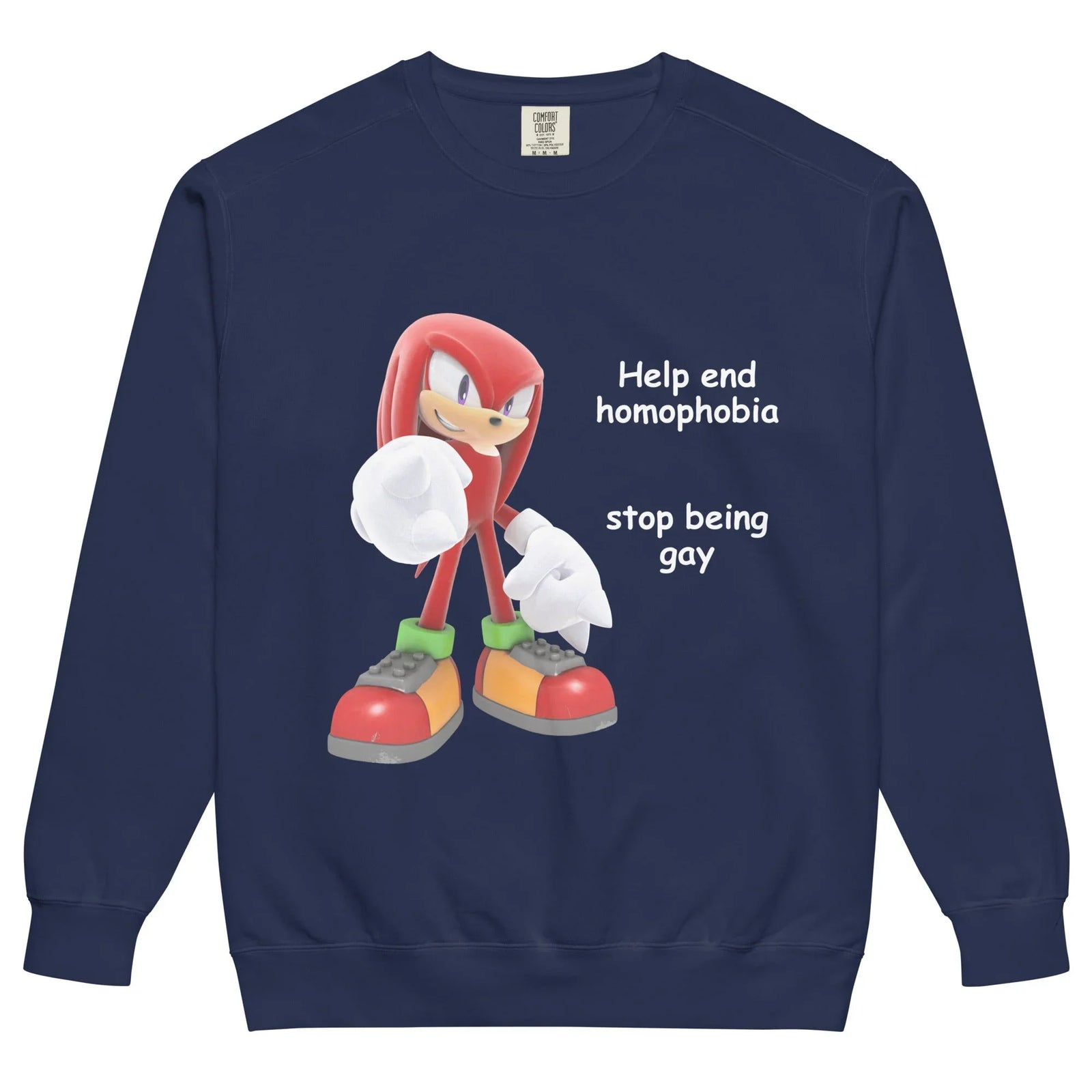 On a midnight navy background, a confident crimson red echidna is rendered in a classic video game style. Contact us with accessibility feedback, we'd love to help!