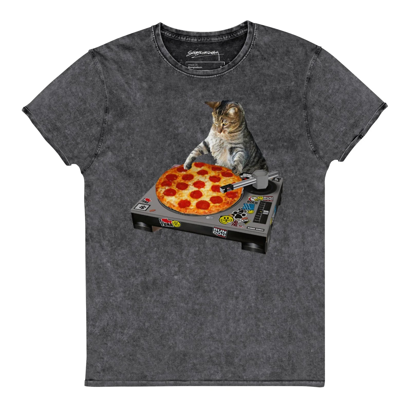A surreal, photo-realistic brown tabby cat takes over the decks, scratching a spinning pepperoni pizza turntable complete with melted yellow cheese and deep red meat. Contact us with accessibility feedback, we'd love to help!