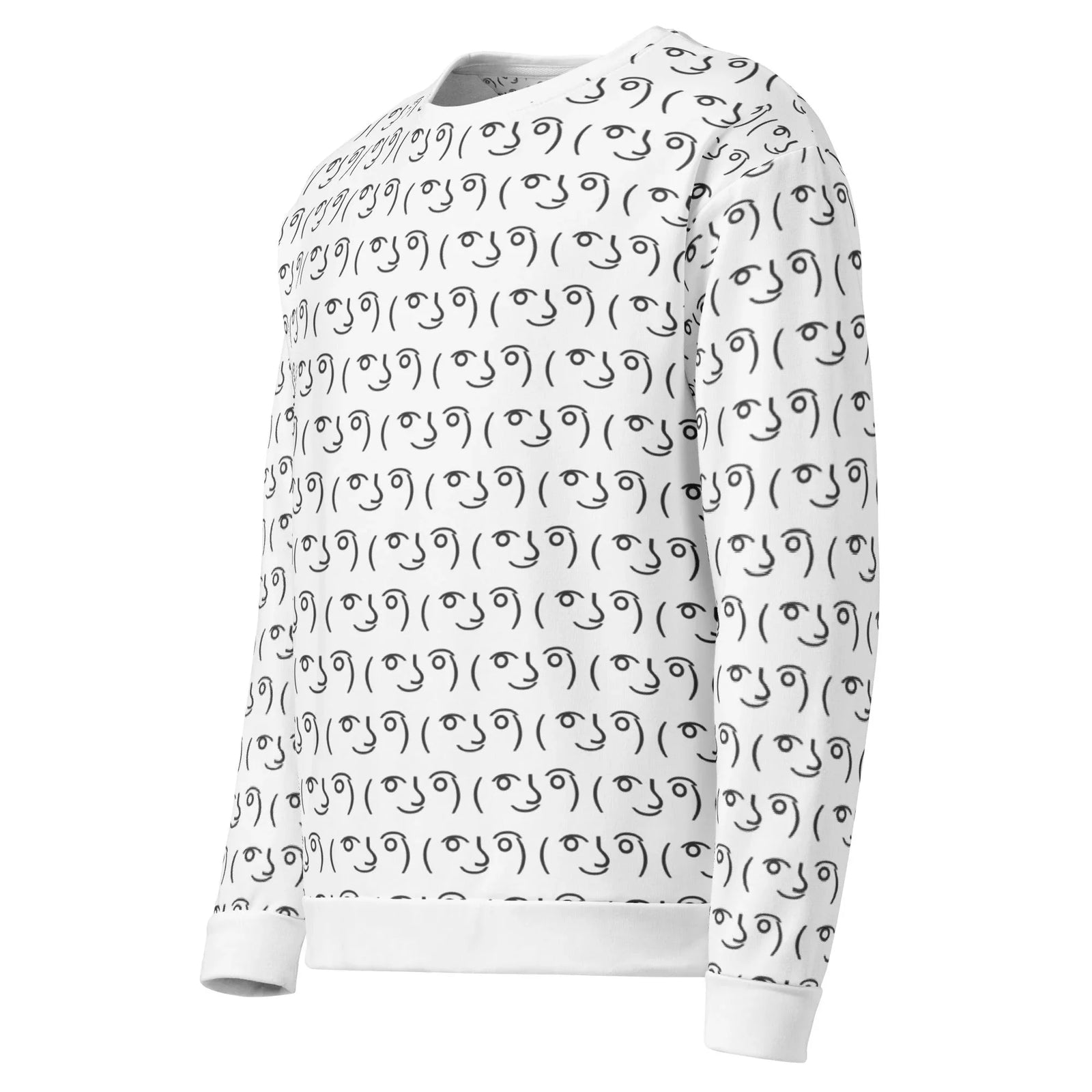 Lenny Face Sweatshirt in Monochromatic Digital White. OEKO-TEX® 100, REACH Compliant, GRS Certified.
