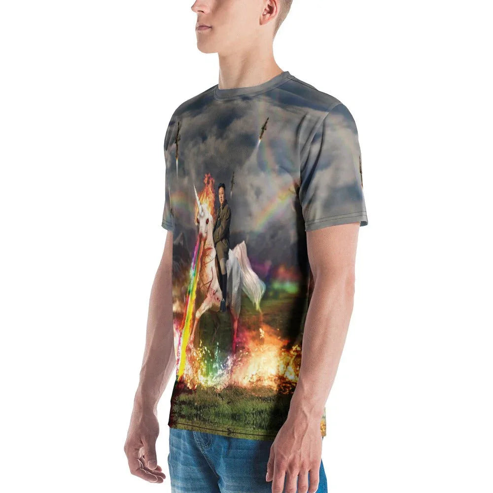 Rainbow Unicorn Kim Jong Un Men's T-Shirt - Shirtwascash