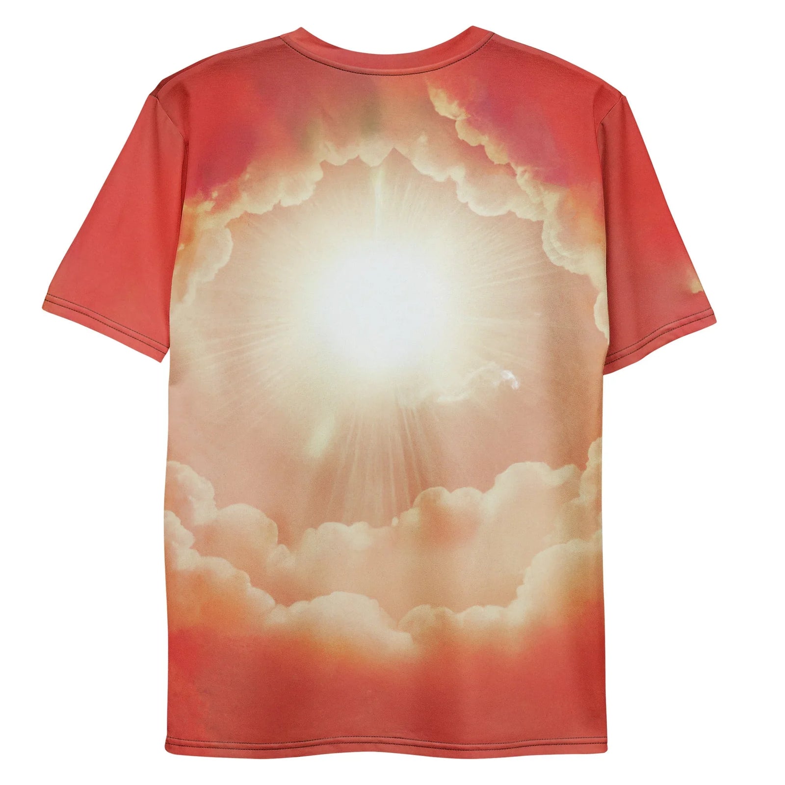 Saint Joker T-Shirt - The specific blue diamond eye markings on a whitewashed face juxtaposed against a Byzantine-style golden halo and deep scarlet (#8B0000) vestments.
