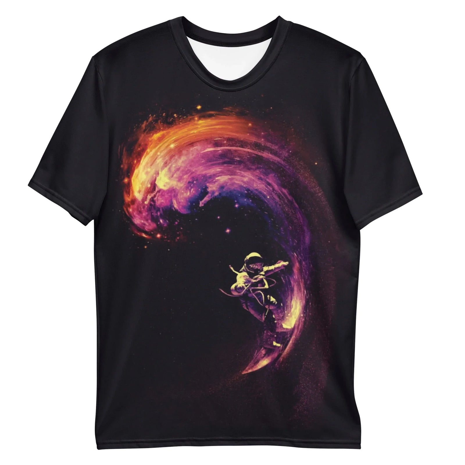 Defined by a vivid surrealist aesthetic, this graphic fuses space exploration and surf culture against a backdrop of infinite abyss black. Contact us with accessibility feedback, we'd love to help!