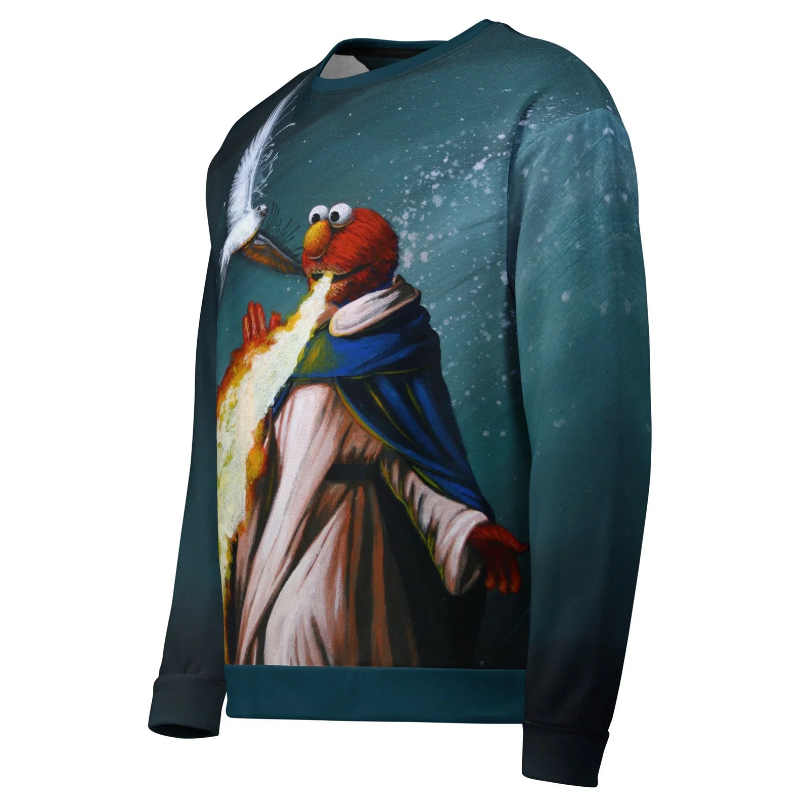 St Elmos Fire Sweatshirt in Abyssal Teal & Inferno Gold. OEKO-TEX® 100, REACH Compliant, GRS Certified.