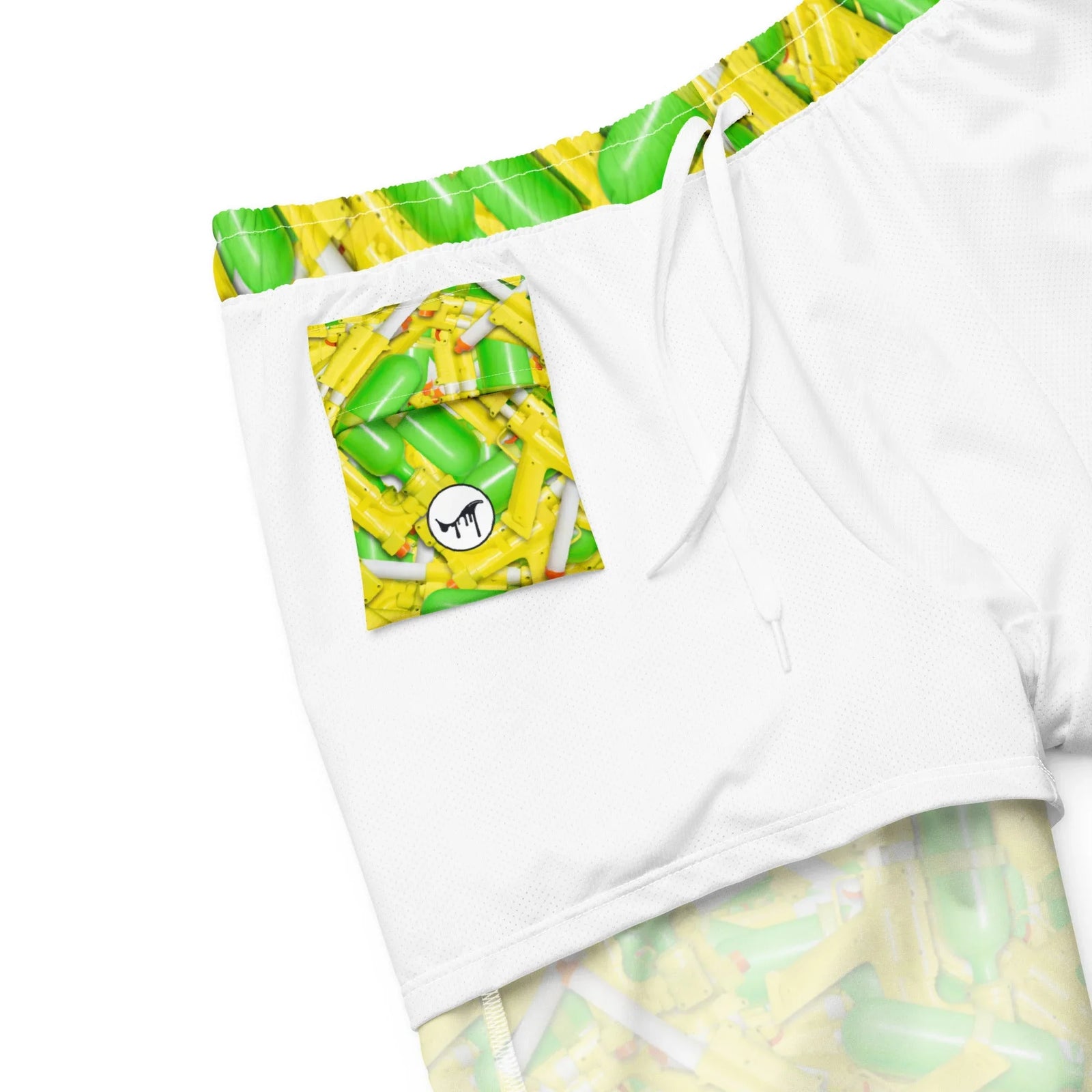 Summer Soaker Men's Swim Shorts in Neon Nostalgia Blast. OEKO-TEX® 100, REACH Compliant, Zero-Wastewater Printing.