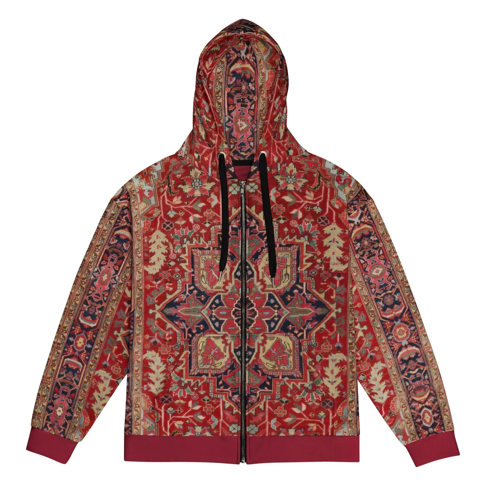 This trompe-l'œil design mimics a vintage Persian-style oriental rug, visually simulating knotted wool and distressed threads. Contact us with accessibility feedback, we'd love to help!