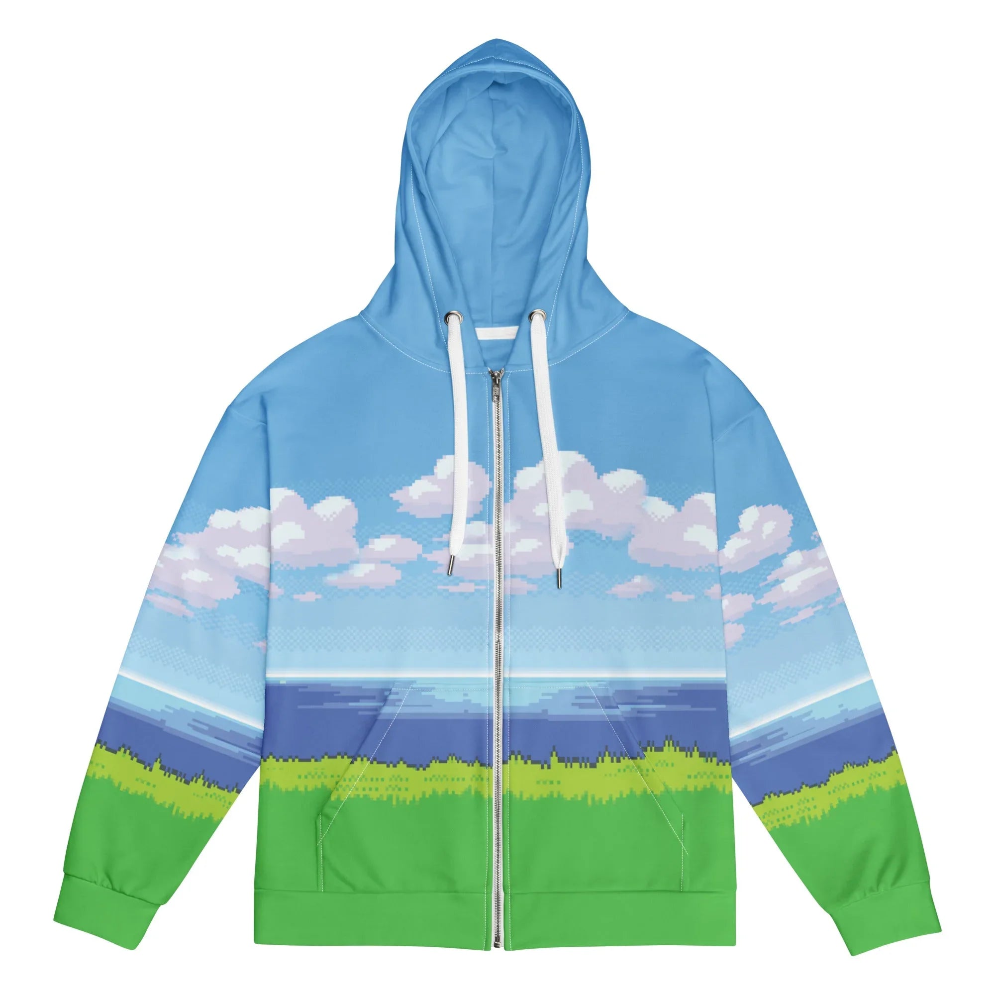 8-Bit Ocean Zip Hoodie - Shirtwascash