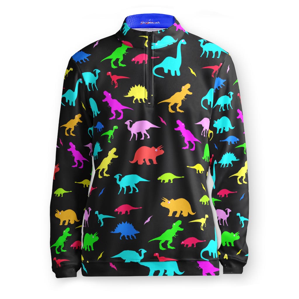 Dino Print Zip-Up Sweater