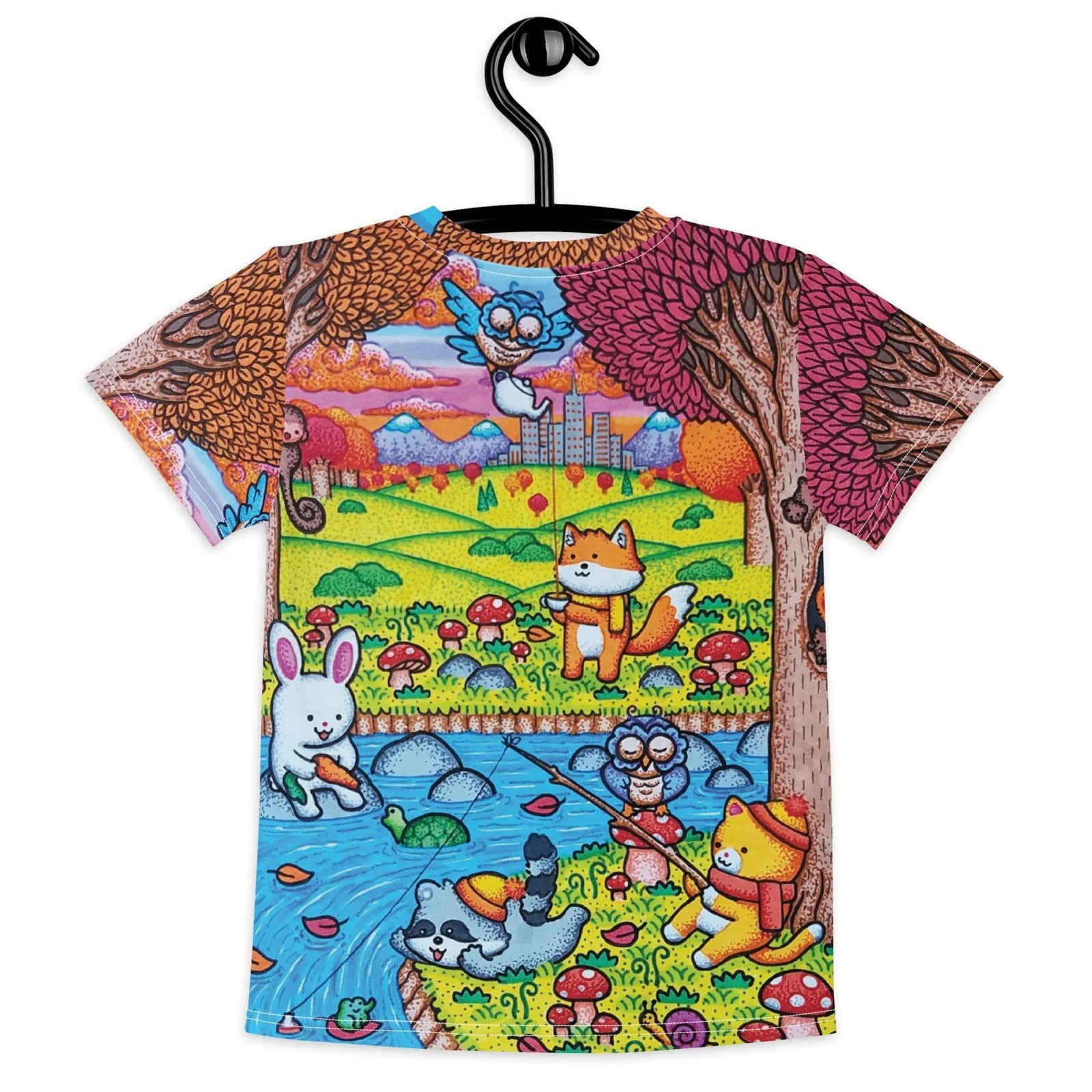 A Wonderful Fall Evening Kid's Tee in Vibrant Autumn Storybook. CPSIA Compliant, OEKO-TEX® 100, REACH Compliant.