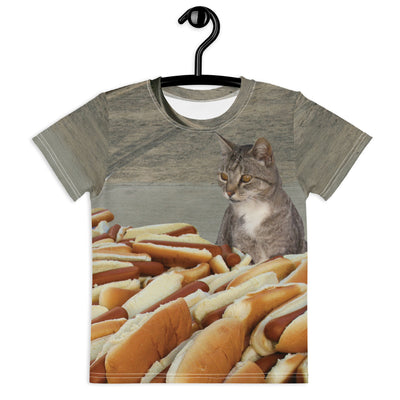 Hotdog Contest Cat Kid's Tee - Shirtwascash