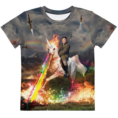 Rainbow Unicorn Kim Jong Un Kid's Tee - Shirtwascash