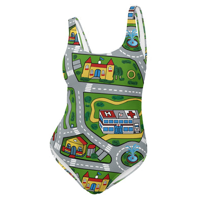 Car Carpet City One-Piece Swimsuit - Shirtwascash