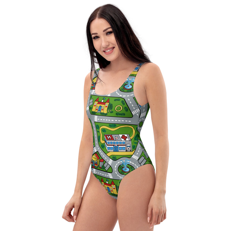 Car Carpet City One-Piece Swimsuit - Shirtwascash