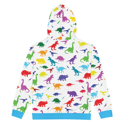 Dino Print Men's Zip-Up Hoodie - Shirtwascash