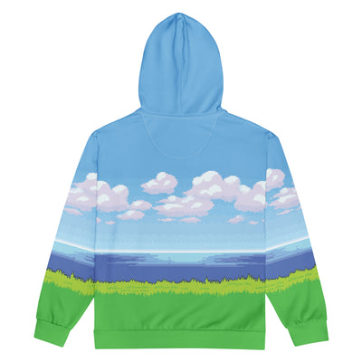 8-Bit Ocean Zip-Up Hoodie - Shirtwascash
