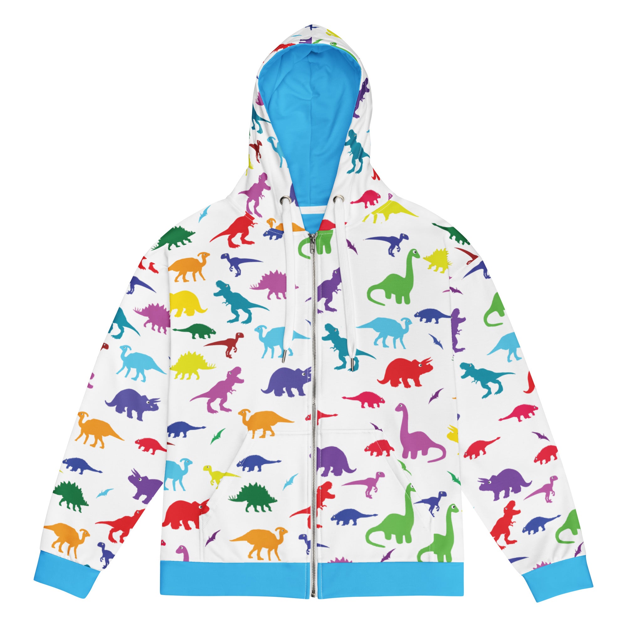 Dino Print Men's Zip-Up Hoodie - Shirtwascash