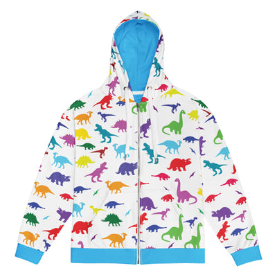 Dino Print Men's Zip-Up Hoodie - Shirtwascash