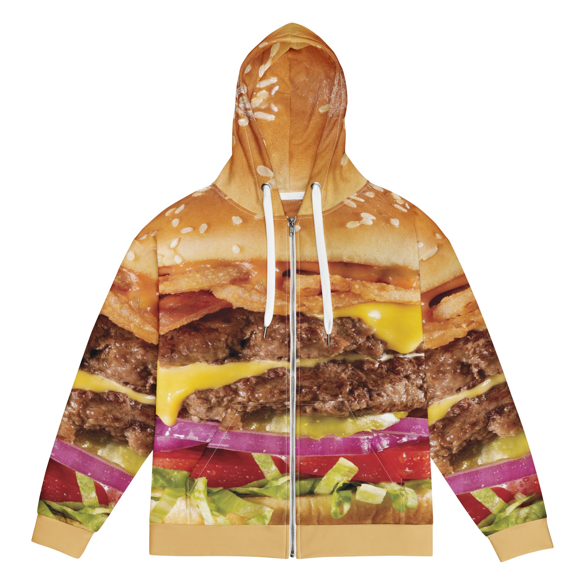 Cheeseburger Zip-Up Hoodie - Shirtwascash