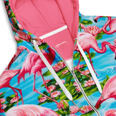 Flamingo Paradise Zip-Up Hoodie - Shirtwascash