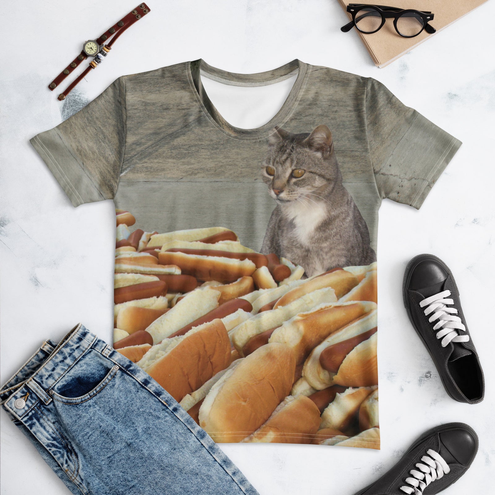 Hotdog Contest Cat Women's T-Shirt - Shirtwascash