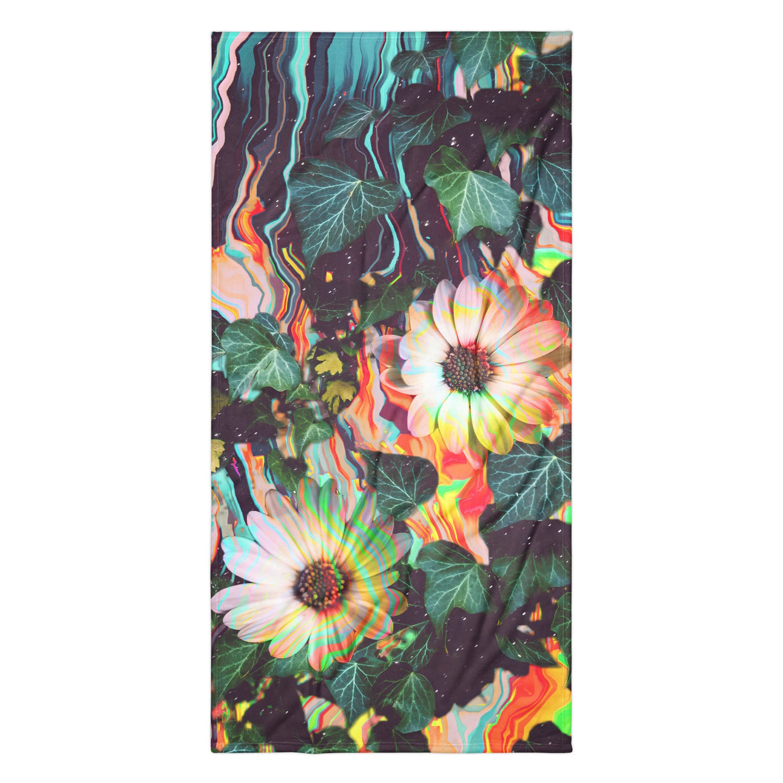 Floral Glitch Beach Towel - Shirtwascash