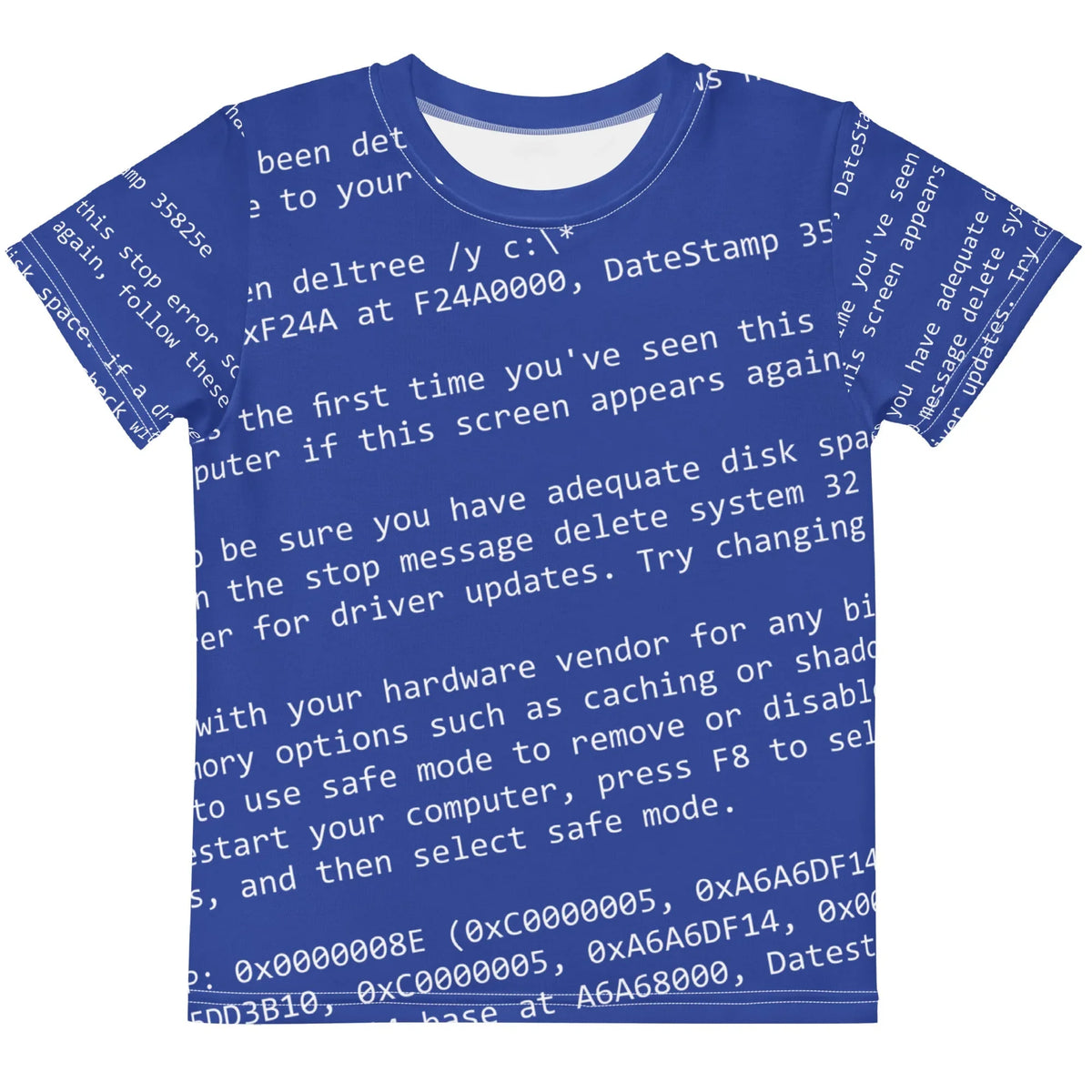 BSOD Kid's Tee in System Failure Cobalt. CPSIA Compliant, OEKO-TEX® 100, REACH Compliant.