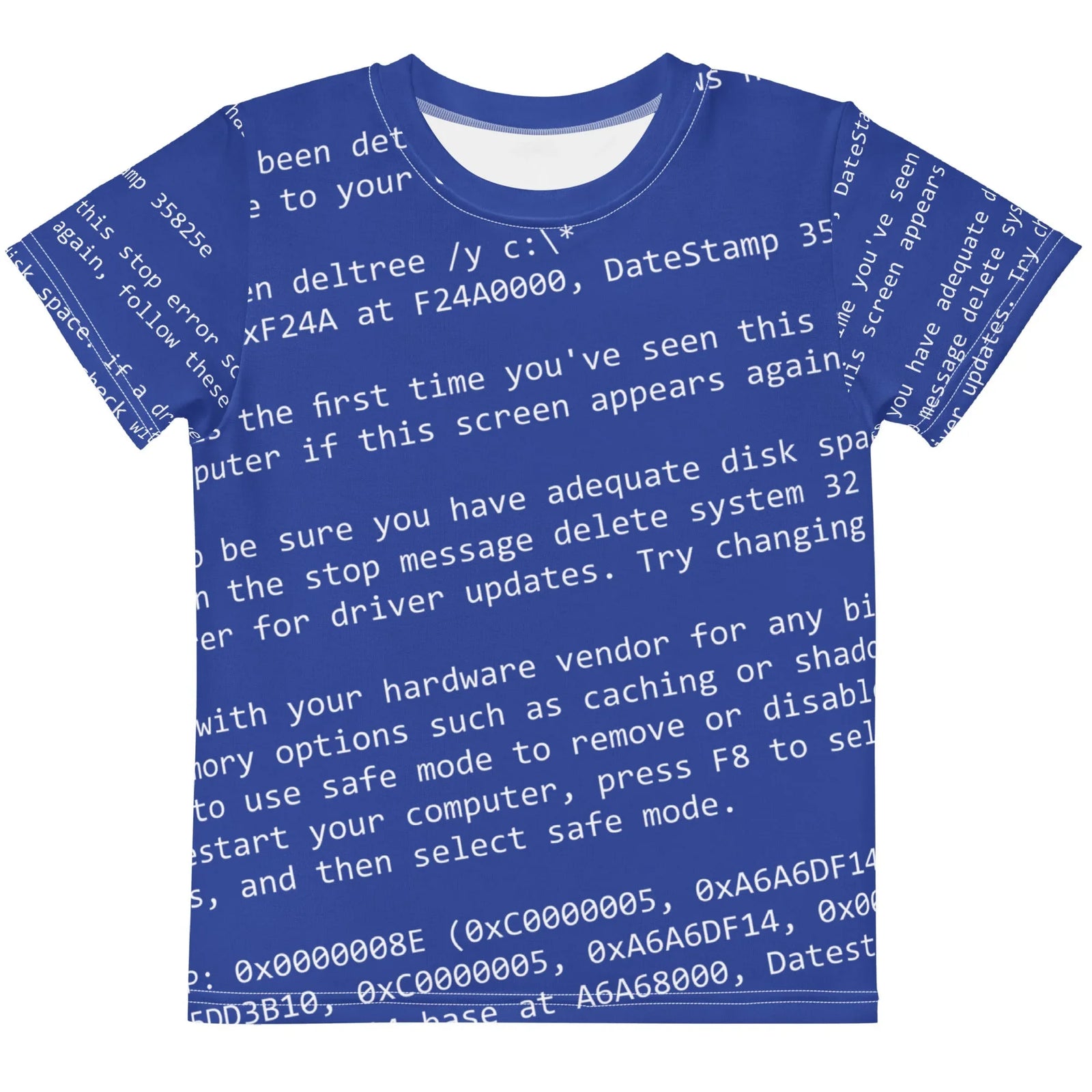 BSOD Kid's Tee in System Failure Cobalt. CPSIA Compliant, OEKO-TEX® 100, REACH Compliant.