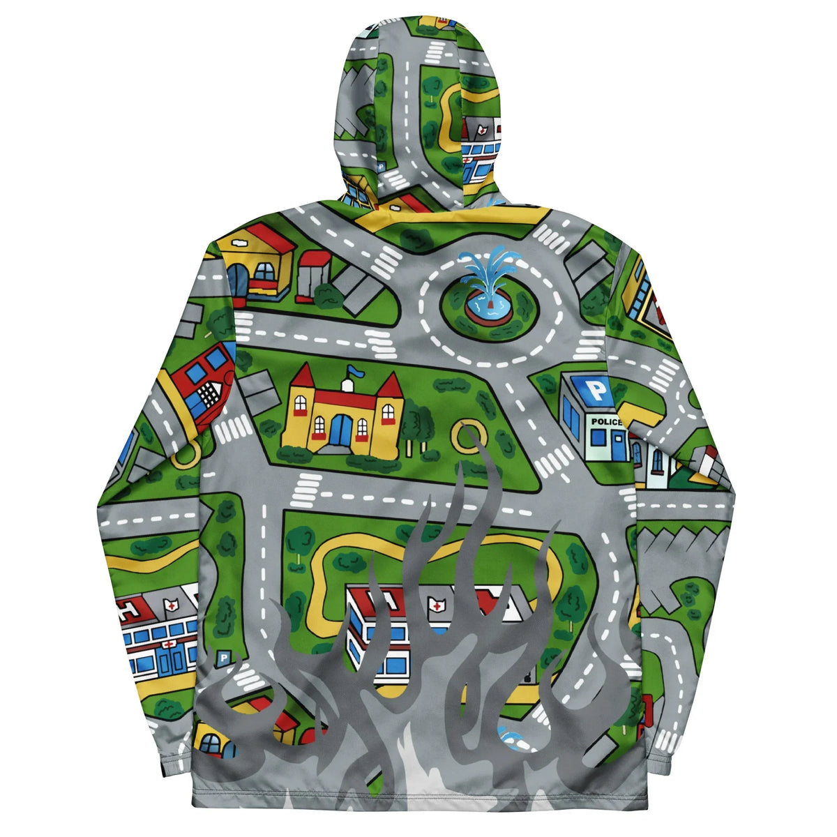 Car Carpet City Windbreaker in Nostalgic Playmat Primary. REACH Compliant, Zero-Wastewater Printing, Made-to-Order (Zero Overproduction).