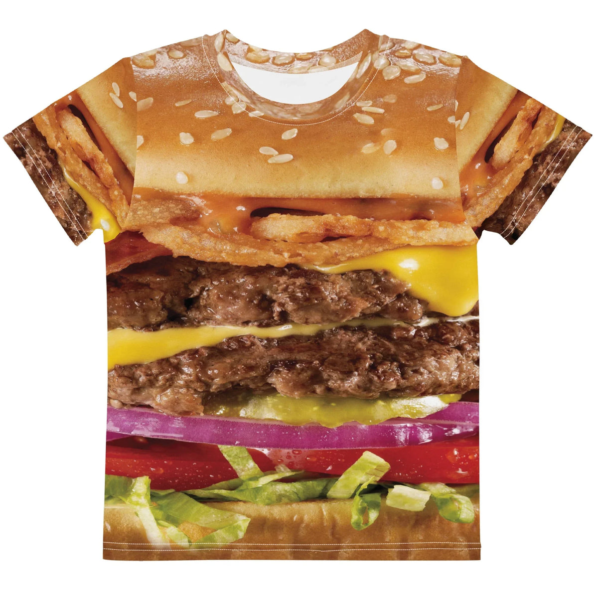 Cheeseburger Kid's Tee in Toasted Umami Gold. CPSIA Compliant, OEKO-TEX® 100, REACH Compliant.