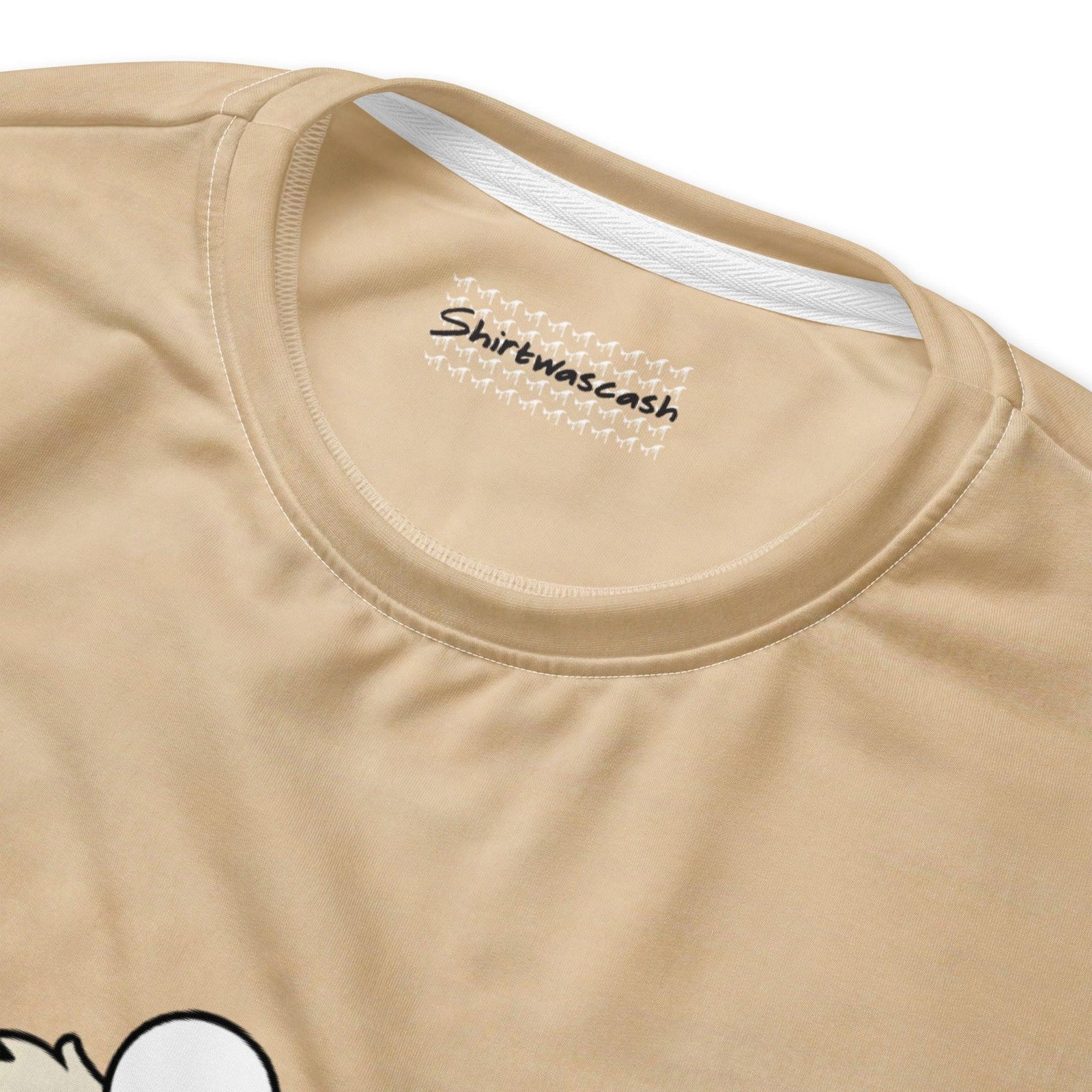 Cookie Wave Sweatshirt - The immediate morphing of Hokusai’s iconic Prussian blue (#182944) wave crest into a shag-textured, googly-eyed puppet silhouette consuming golden-brown (#C19A6B) cookies.