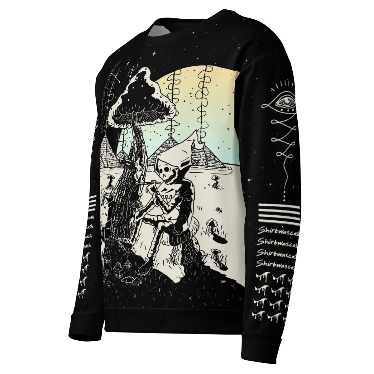 Death is Cool Sweatshirt in Surrealist Midnight Void. OEKO-TEX® 100, REACH Compliant, GRS Certified.