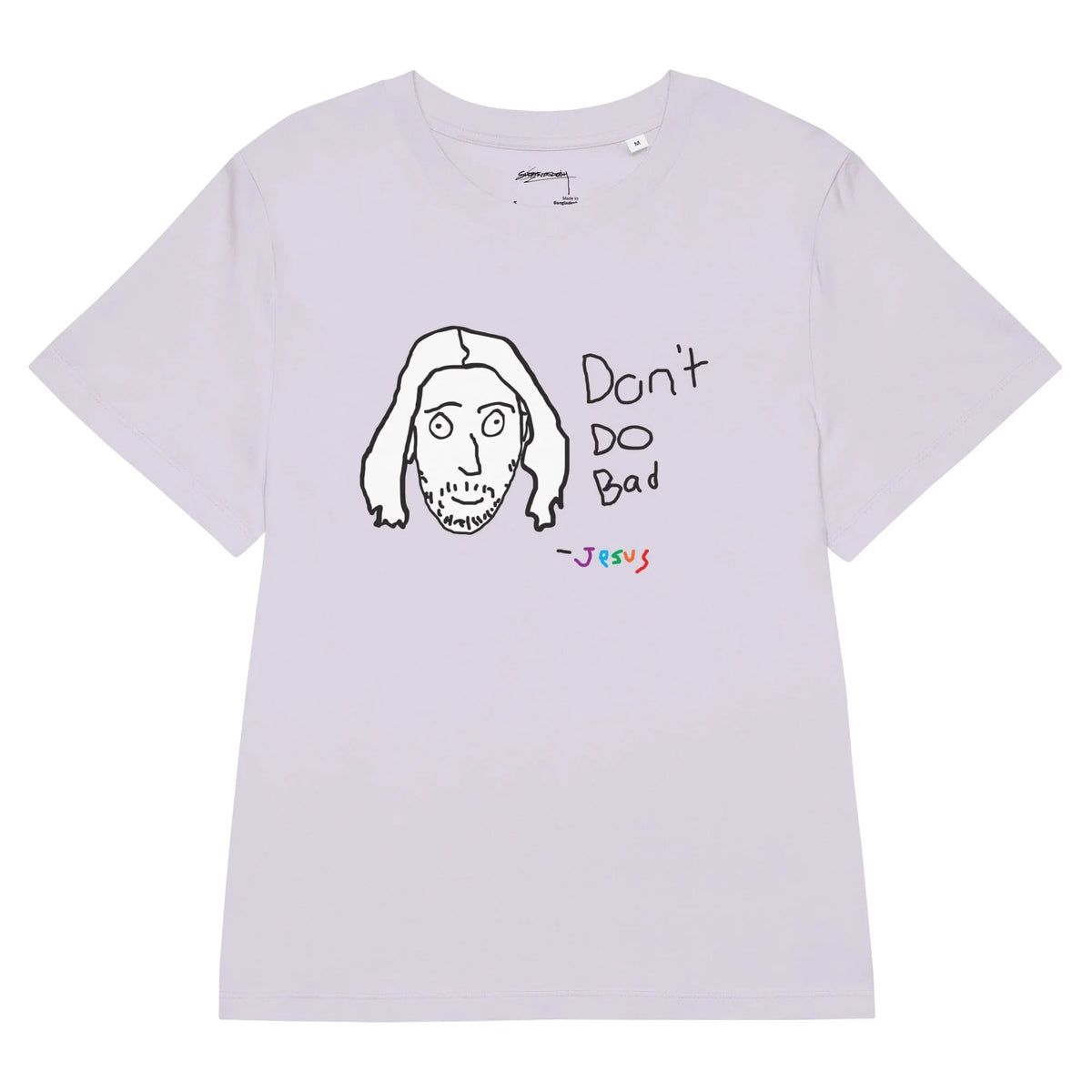 Don't Do Bad Women's Tee in Optic Sketchbook White. GOTS Certified, OCS Certified, Eco-Certified Inks.