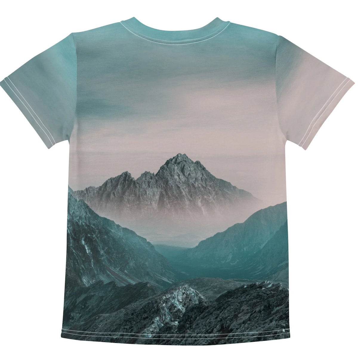 Everest Kid's Tee - The jarring black (#000000) "viewfinder" square framing the primary peak against the deep obsidian slate (#2F4F4F) crevasses