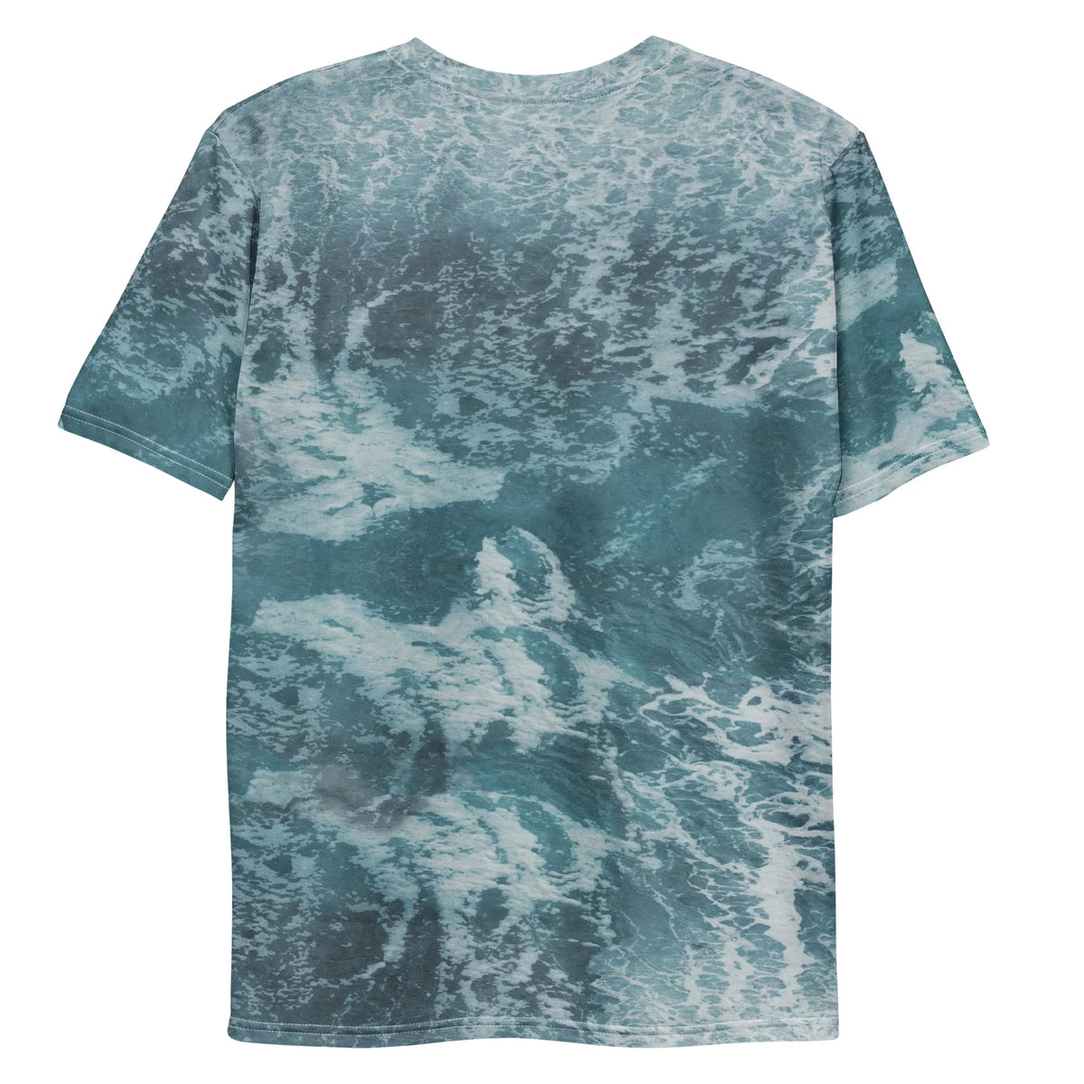 Give Me Memes T-Shirt - The stark juxtaposition of the revolutionary serif text "give me memes" against the chaotic **stormy slate teal (#466D76)** background disrupted by **frothy seafoam white (#D1DCE3)** streaks, reframing Patrick Henry's historical demand for liberty as a plea for dopamine-fueled online escapism.