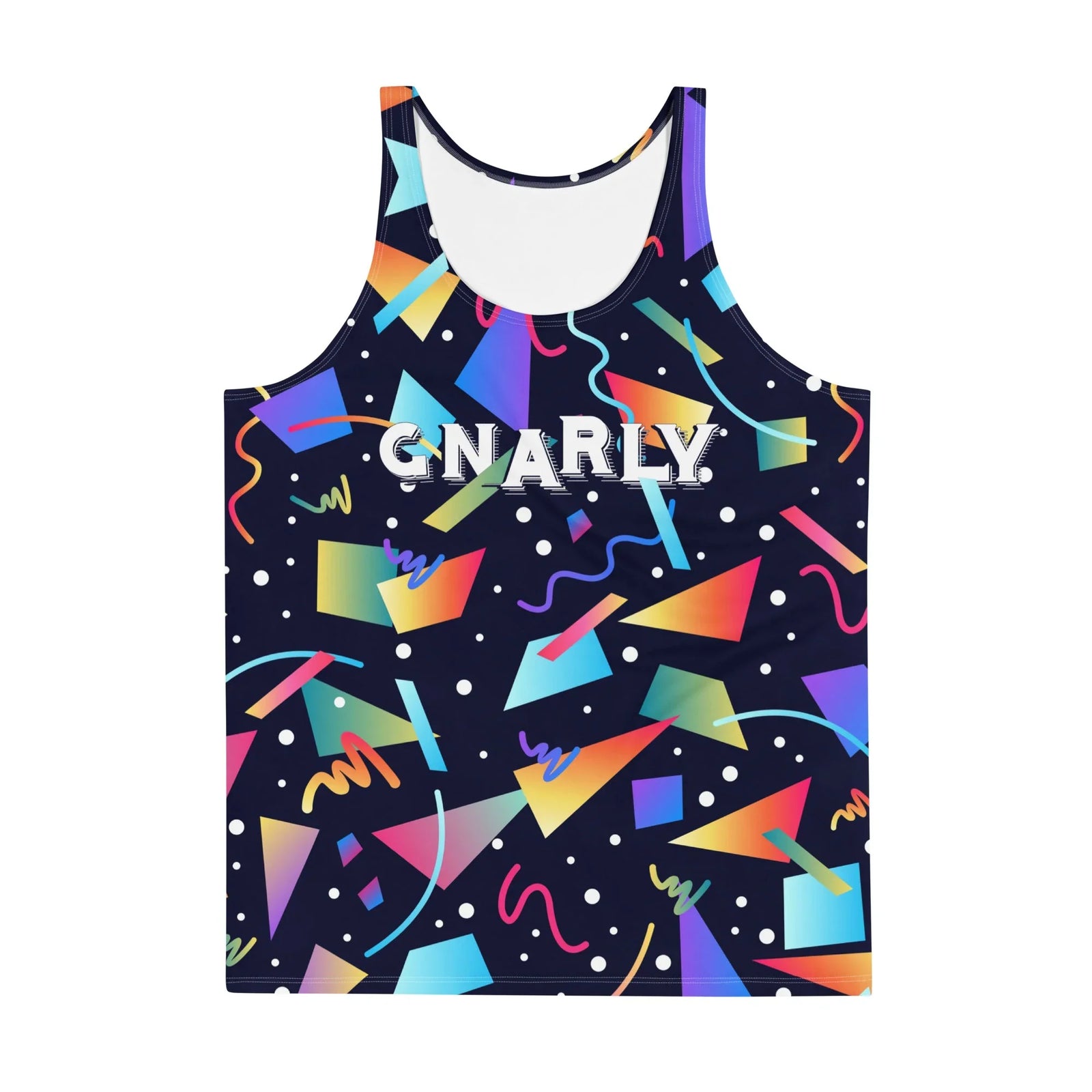 Evoking the energetic nostalgia of 1990s arcade carpets, this design features a deep midnight obsidian backdrop scattered with Memphis-style geometric primitives. Contact us with accessibility feedback, we'd love to help!
