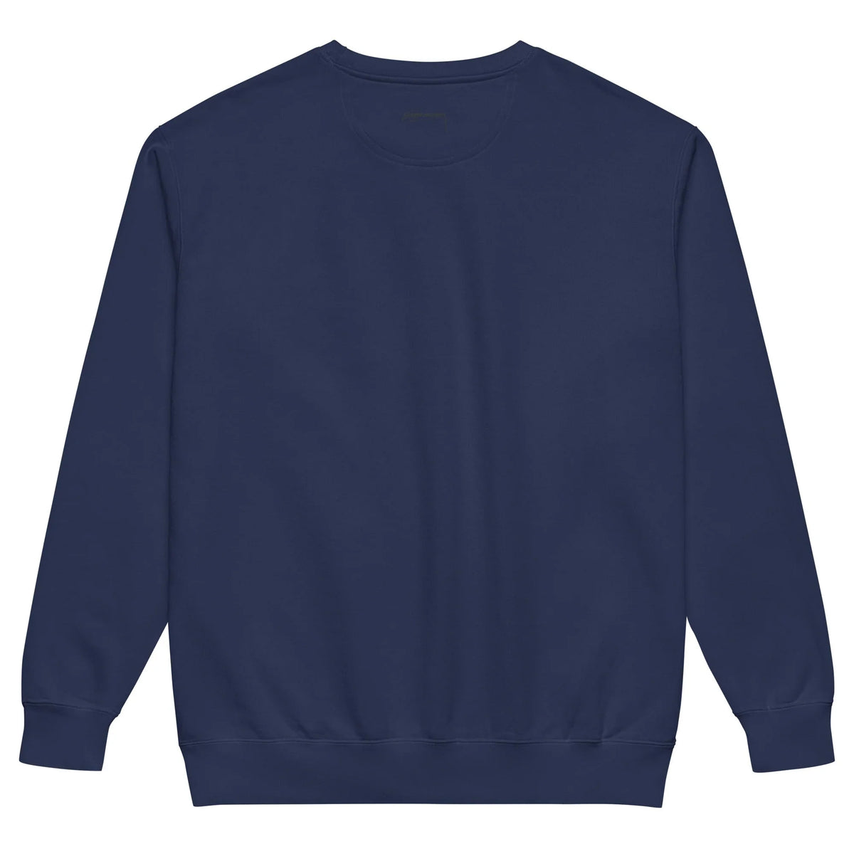 Help Me Find Molly Sweatshirt - The "sticker effect" created by the negative space "molly?" text (in midnight nautical navy #202A44) inside the solid electric caution yellow (#FDFD50) block.