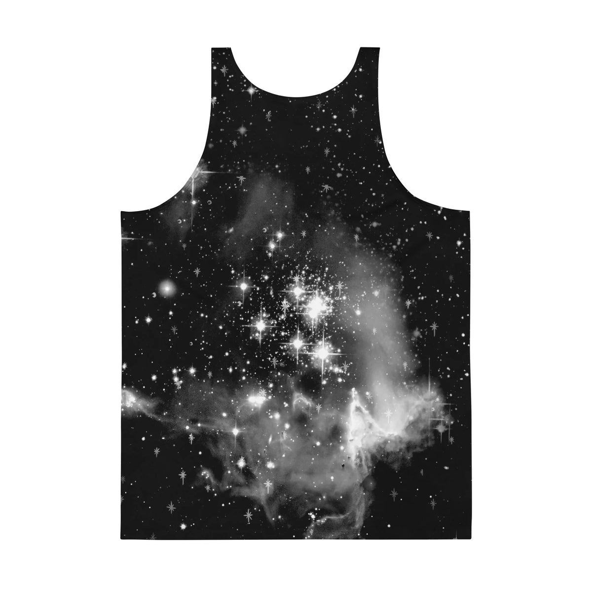 Howling Camels Men's Tank - The satirical substitution of desert tawny (#C27E48) camels into the classic "howling wolf" silhouette against a void black (#000000) starfield dusted with starlight white (#FFFFFF) speckles.