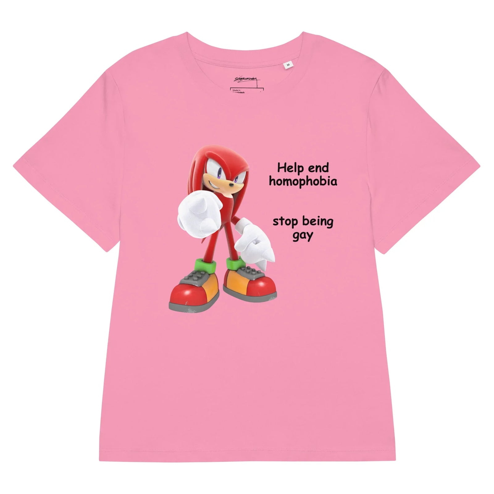 A crimson anthropomorphic echidna brawler dominates the vibrant Bubblegum Rose base, rendered in a 3D platformer aesthetic with stark white boxing gloves and red sneakers with emerald green cuffs. Contact us with accessibility feedback, we'd love to help!