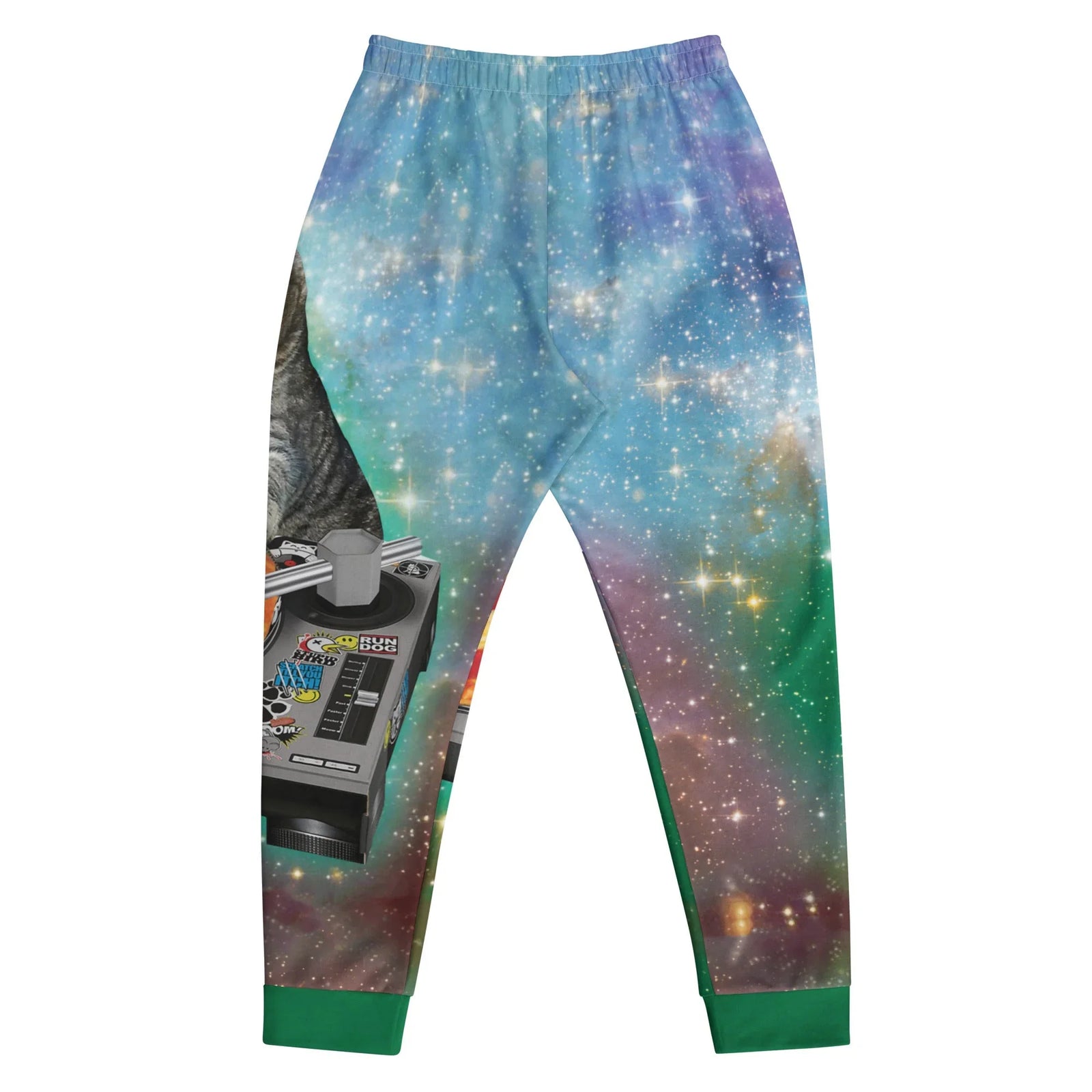 Indie Spacecat Joggers in Galactic Pepperoni Nebula. OEKO-TEX® 100, REACH Compliant, GRS Certified.