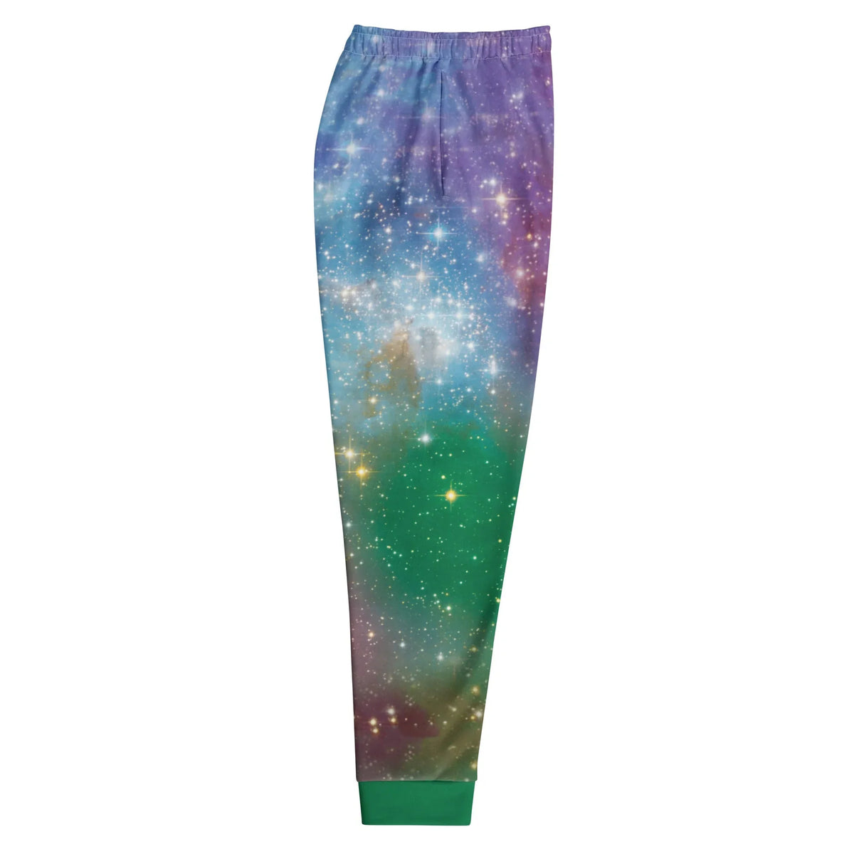Indie Spacecat Joggers - The juxtaposition of a photorealistic tabby manipulating a molten pepperoni orange (#D1492E) pizza platter set against a deep emerald nebula (#1E5945).
