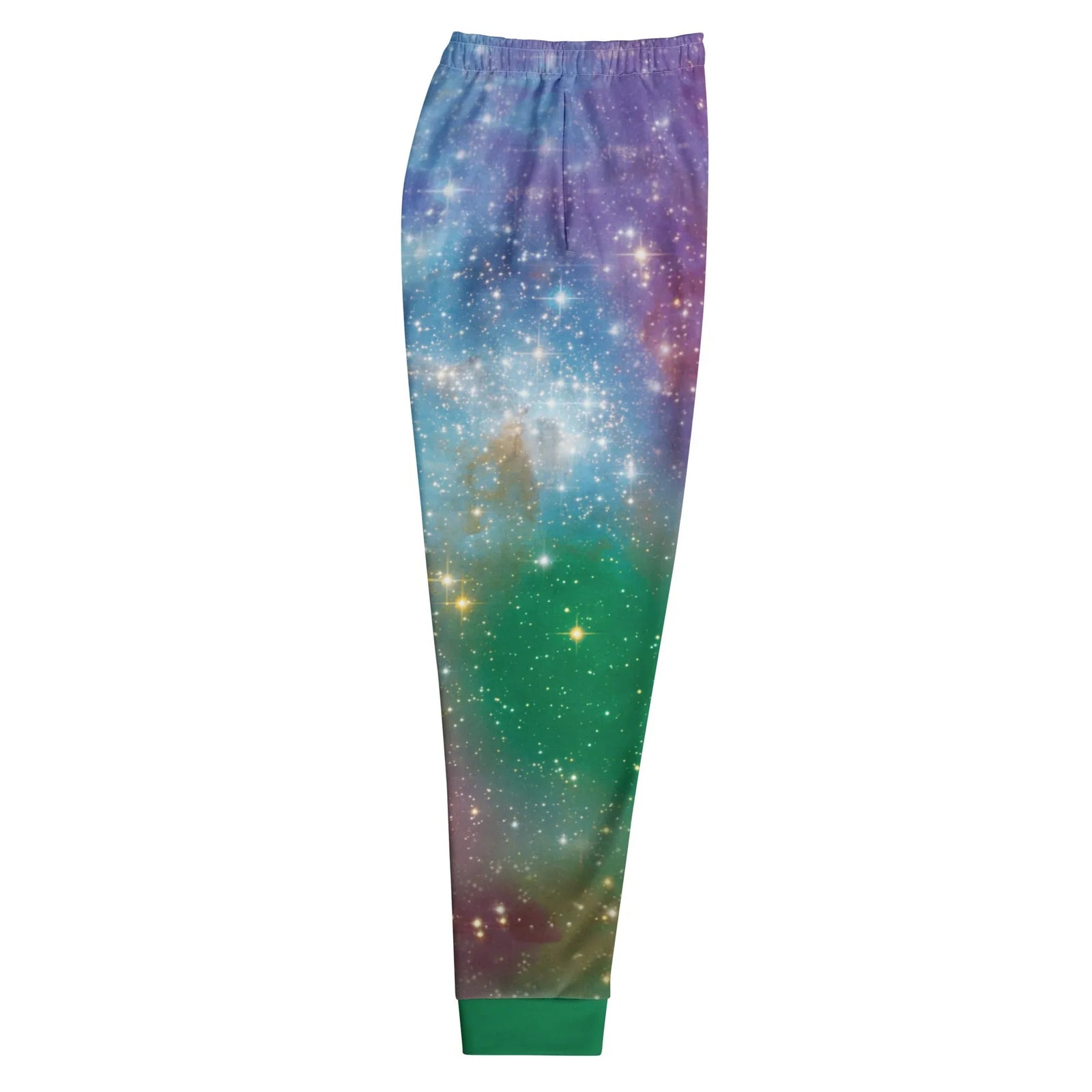 Indie Spacecat Joggers - The juxtaposition of a photorealistic tabby manipulating a molten pepperoni orange (#D1492E) pizza platter set against a deep emerald nebula (#1E5945).