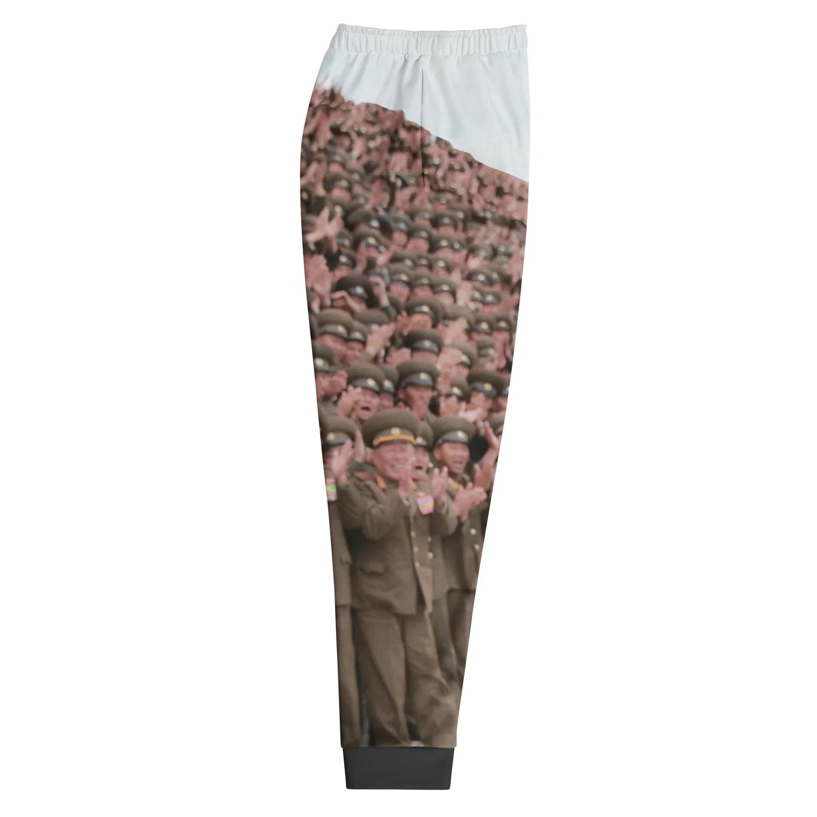 Kim Jong Represent Joggers in Militant Olive & Charcoal Satire. OEKO-TEX® 100, REACH Compliant, GRS Certified.